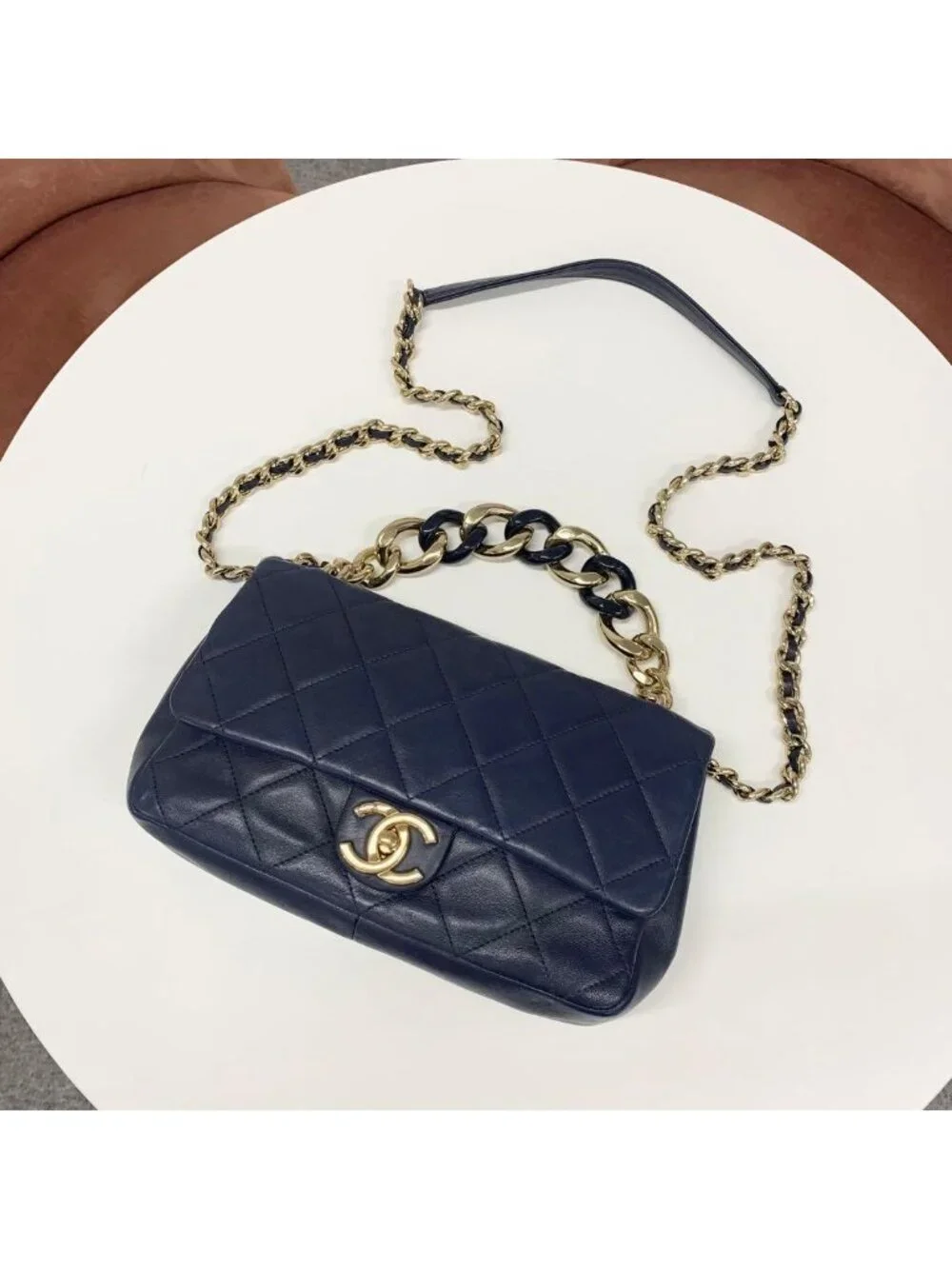 Chanel Quilted CC Logo Lambskin Chain Shoulder